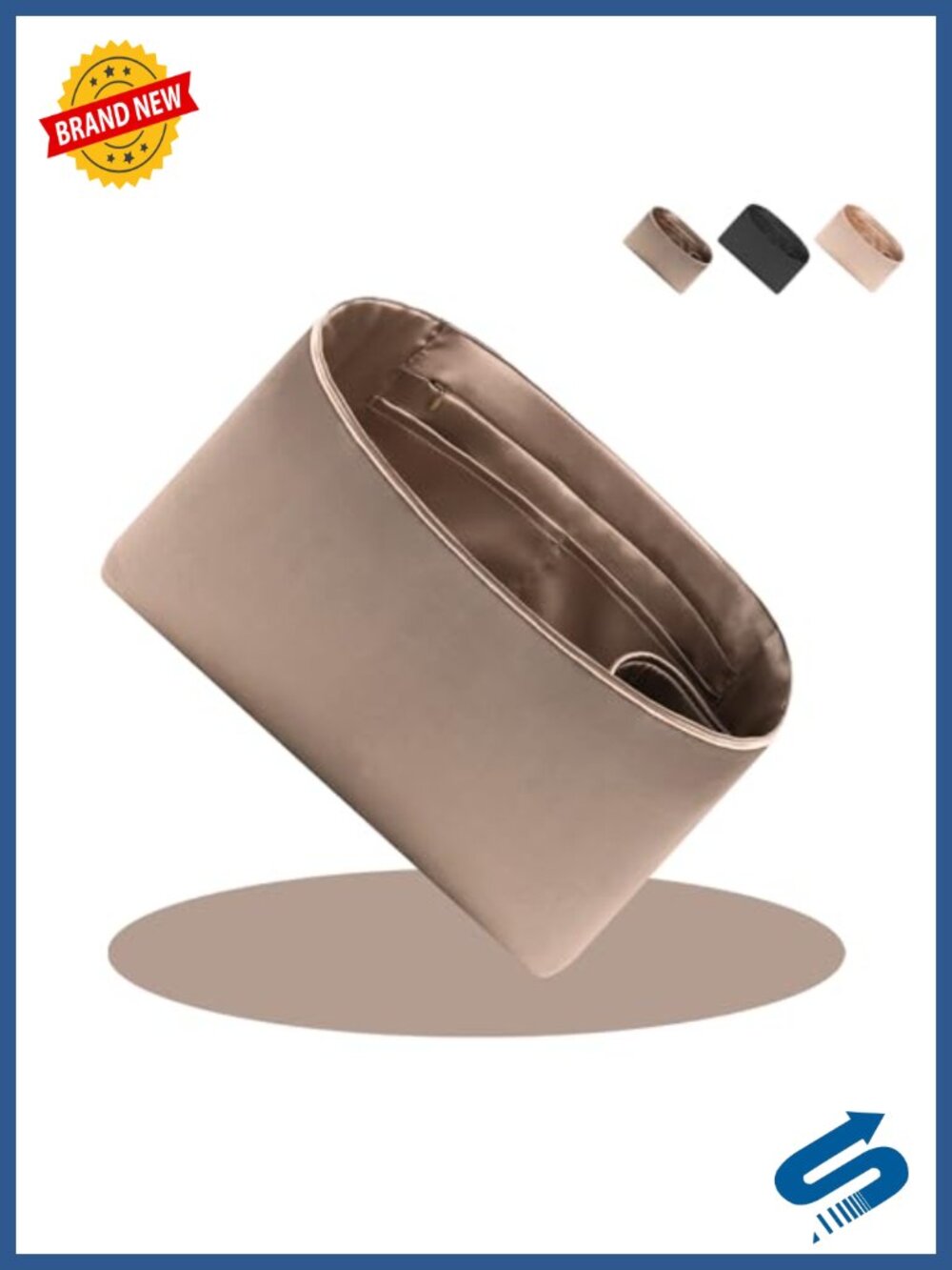 Silk Handbag Organizer Insert with Bottle Holder 6 Pockets Tote Bag Shaper